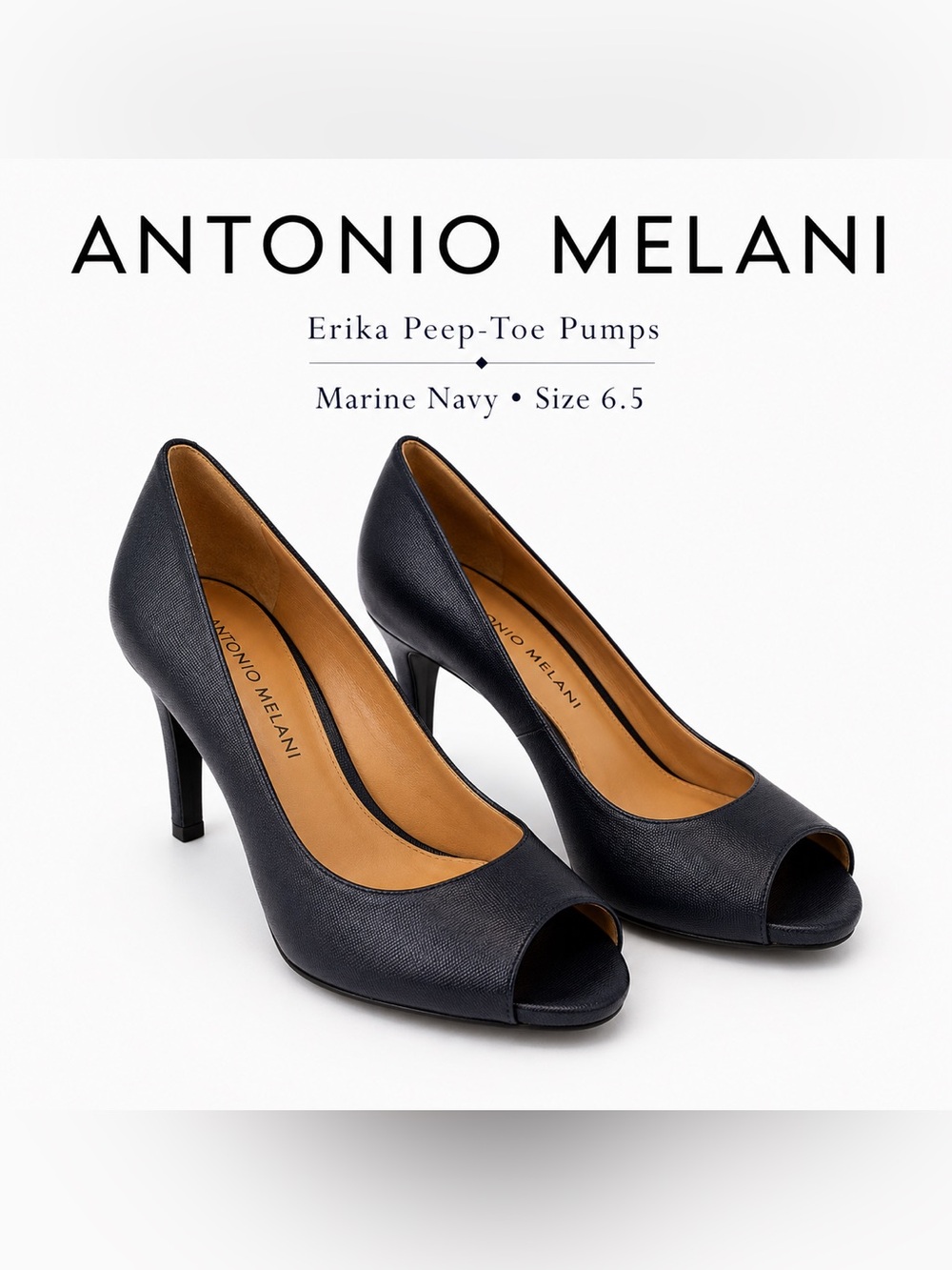 ANTONIO MELANI Marine Navy Peep-Toe Pumps